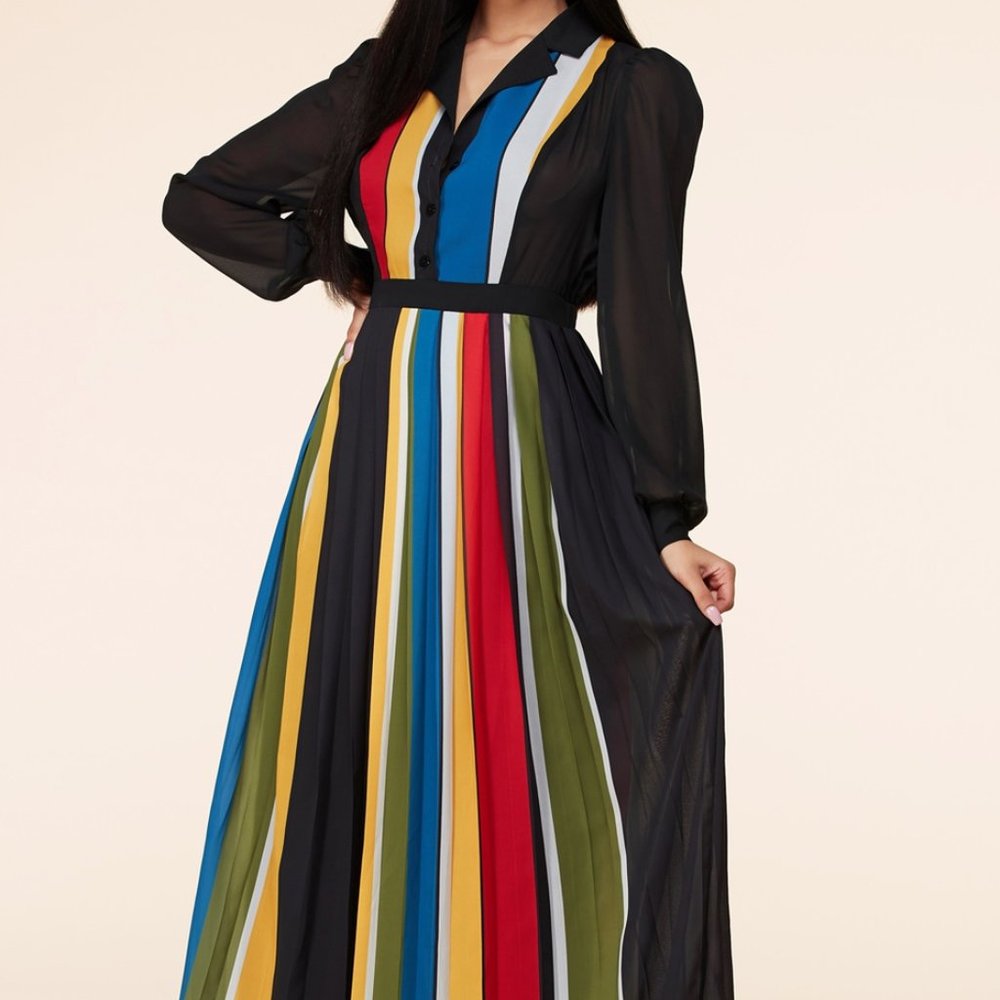 Nwt - Multi Color/Color Block Stripe Maxi Dress